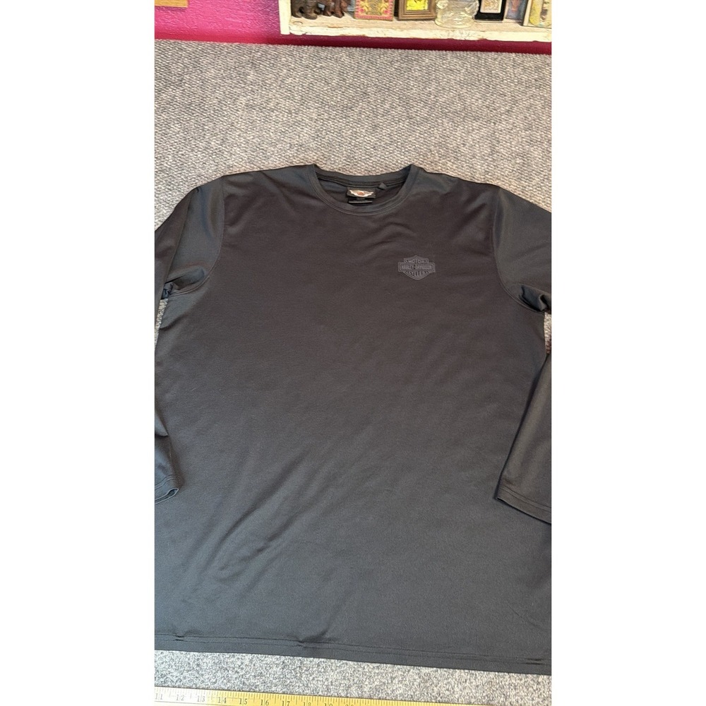 Harley Davidson Shirt Mens XLarge Long Sleeve Crew Neck Casual Black Lightweight